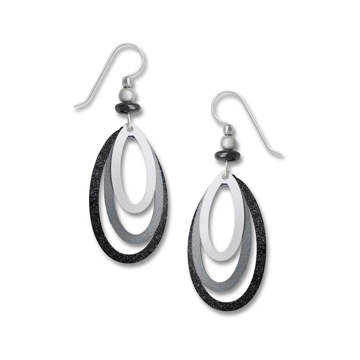  Three Part Stacked Open Metal Ovals Earrings