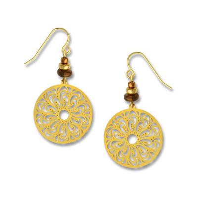 Gold Plated Filigree Disc with Beads Earrings