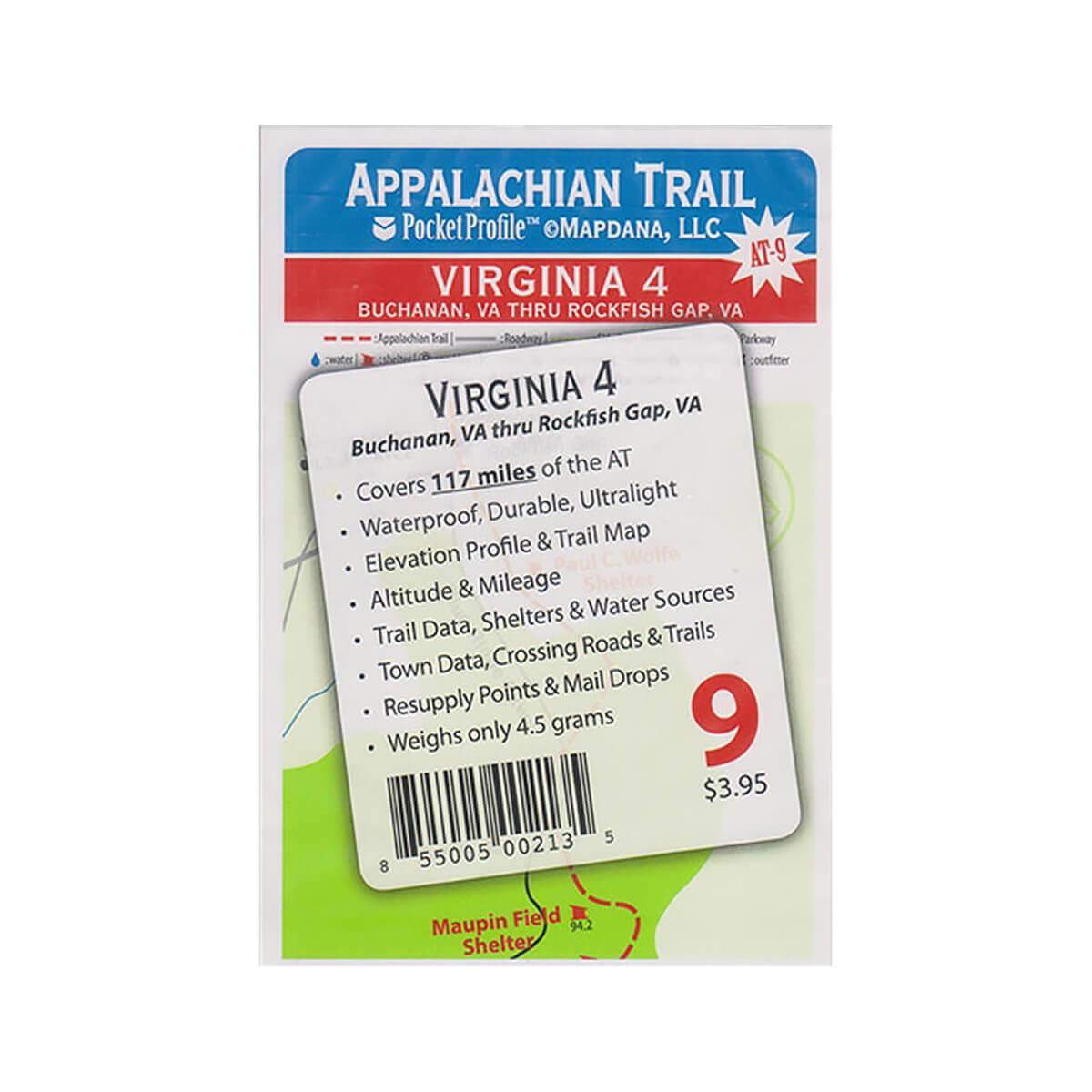  Pearisburg Va To Buchanan Va Appalachian Trail Elevation Pocket Profile Map