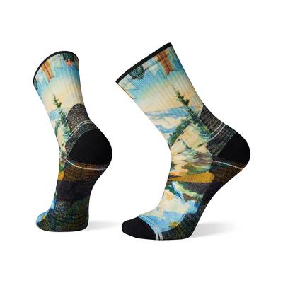 Men's Hike Light Cushion Mountain Print Crew Socks