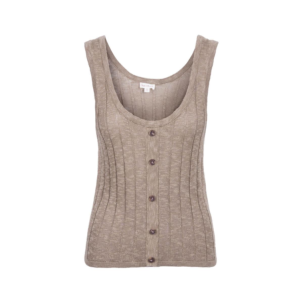  Women's Ribbed Button Down Sleeveless Sweater Top