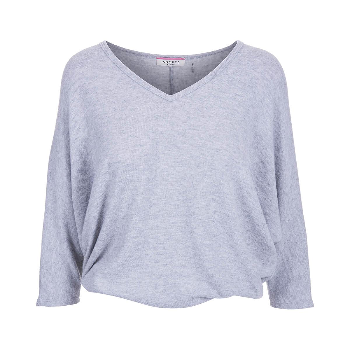  Women's V- Neck Solid 3/4 Sleeve Top
