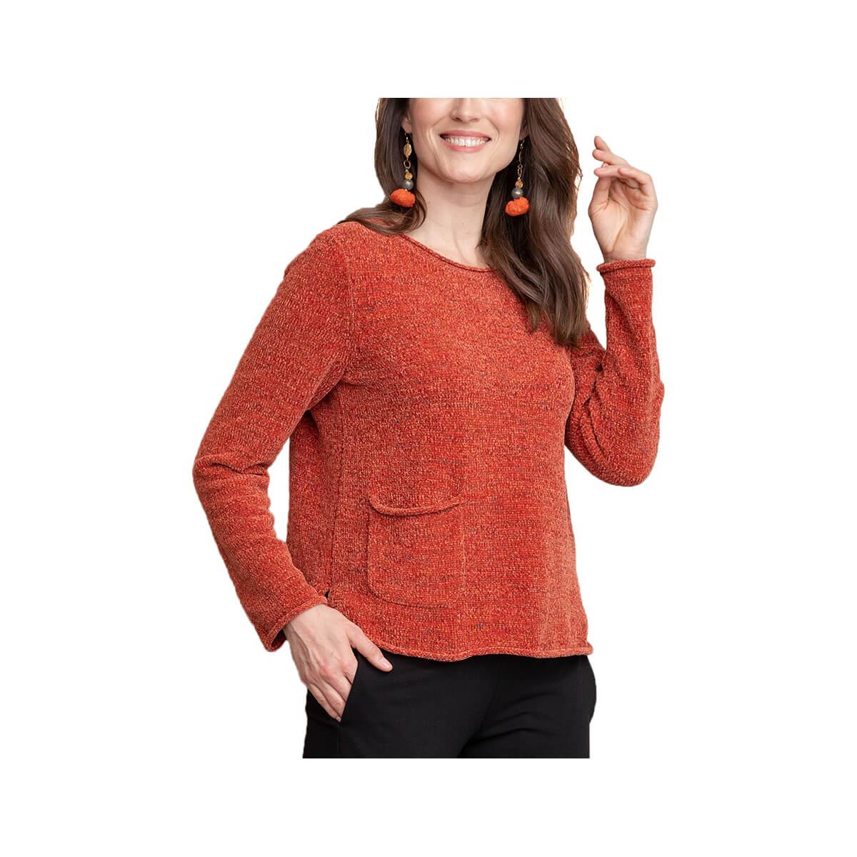  Women's Chenille Boxy Pocket Sweater
