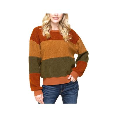 Women's Teddy Color Mix Long Sleeve Sweatshirt Pullover