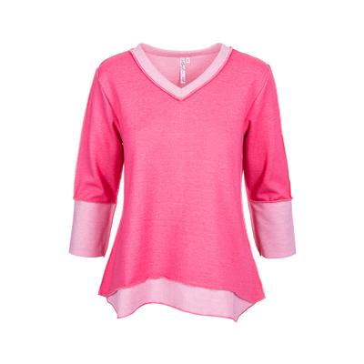Women's Heathered V Neck Button Back Long Sleeve Top