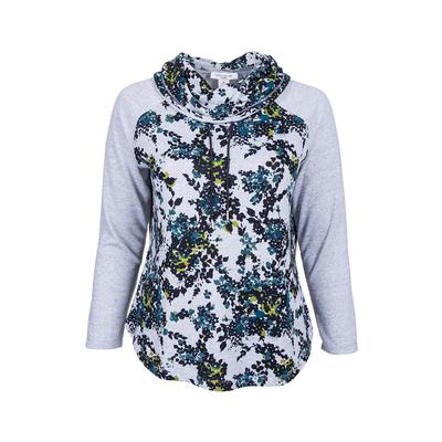 Women's Floral Cowl Neck Long Sleeve Top - Curvy
