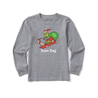 Kids' Snow Day Grinch and Max Long Sleeve Crusher T-Shirt