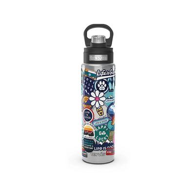 Stainless Steel Life Is Good Collage Bottle - 24 Ounce