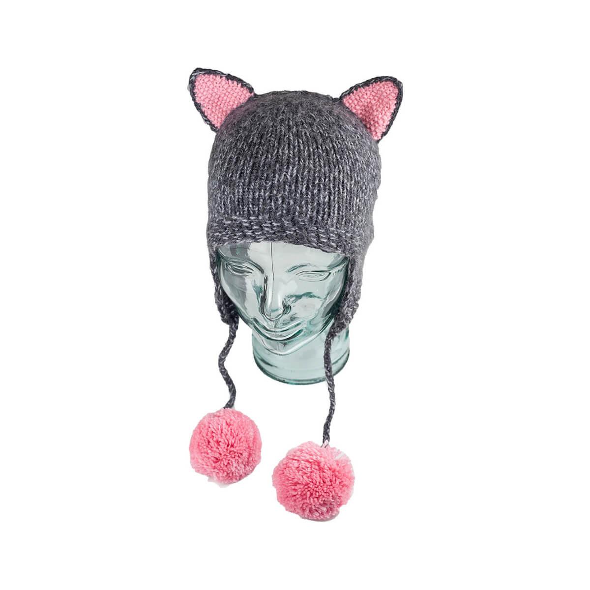  Kids ' Gray Cat Ear Flap Hat