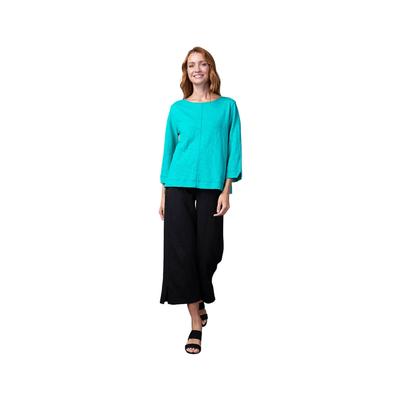 Women's Camden Cover-Stitch 3/4 Sleeve Boatneck Top