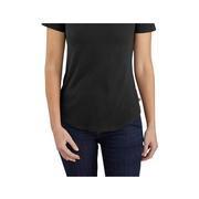 Women's Relaxed Fit Midweight Short Sleeve V Neck T-Shirt: BLACK
