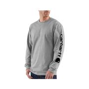 Men's Loose Fit Long Sleeve Logo Graphic Tee: HEATHER_GRAY