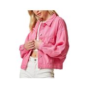 Women's Oversized Denim Jacket: HOT_PINK