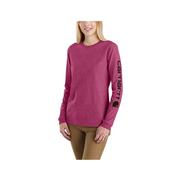 Women's Loose Fit Heavyweight Logo Long Sleeve Graphic T-Shirt: BEET_RED_HEATHER