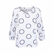 Women's Printed Button Back Long Sleeve Top: PINK,GRAY