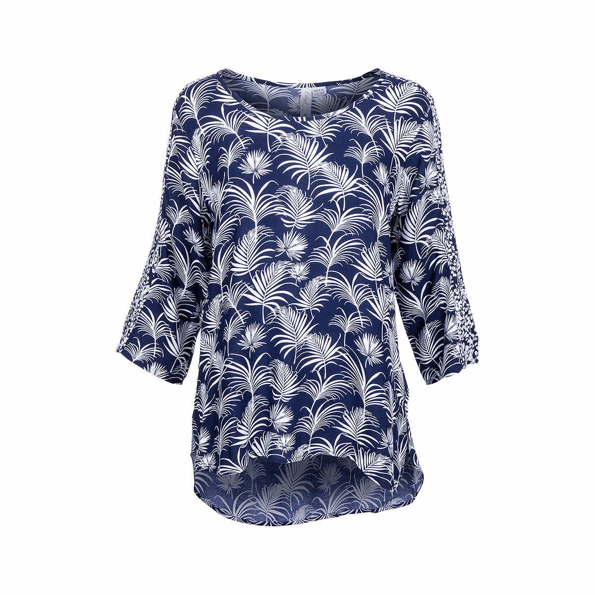 Women's Palms Woven Elbow Length Sleeves Top