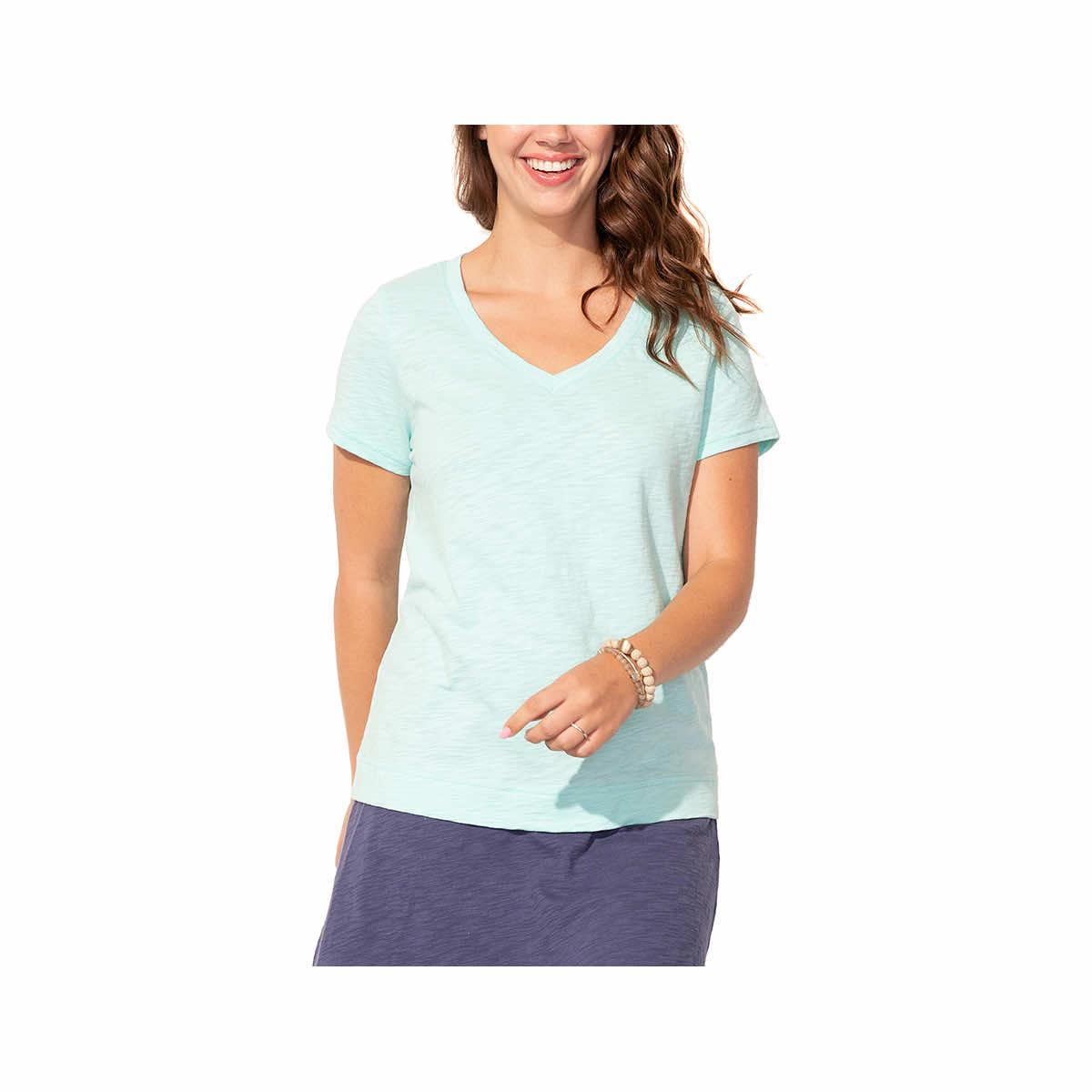  Women's Short Sleeve V- Neck T- Shirt
