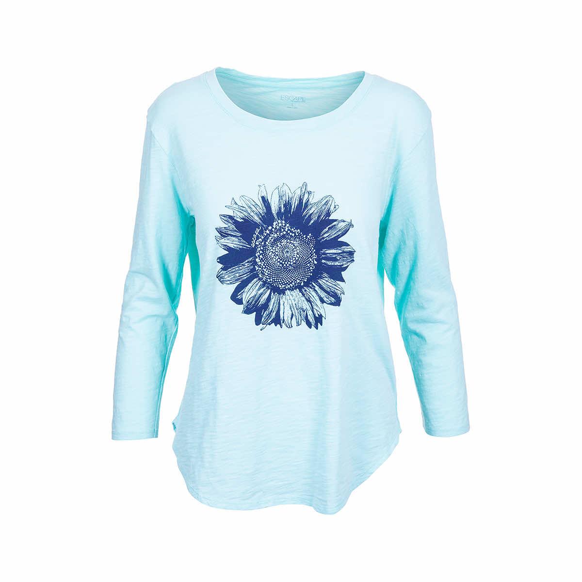  Women's Sunflower Long Sleeve High- Low T- Shirt