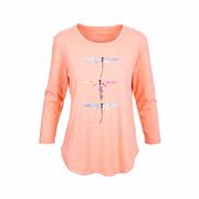 Women's Dragonfly Long Sleeve High-Low T-Shirt: CANTALOPE
