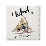Naughty Pets Single Tile Coaster: LICKED_IT