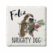 Naughty Pets Single Tile Coaster: NAUGHTY_DOG
