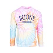 Boone Tie Dye Crew Neck Knit Sweatshirt: MULTI_SPIRAL