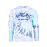 Waynesville Tie Dye Crew Neck Knit Sweatshirt: BLUE_SPIRAL