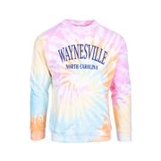 Waynesville Tie Dye Crew Neck Knit Sweatshirt: MULTI_SPIRAL