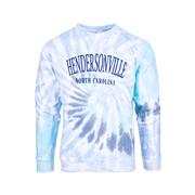 Hendersonville Tie Dye Crew Neck Knit Sweatshirt: BLUE_SPIRAL