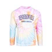 Hendersonville Tie Dye Crew Neck Knit Sweatshirt: MULTI_SPIRAL