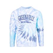 Greenville Tie Dye Crew Neck Knit Sweatshirt: BLUE_SPIRAL