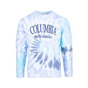 Columbia Tie Dye Crew Neck Knit Sweatshirt: BLUE_SPIRAL