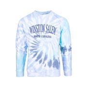 Winston Salem Tie Dye Crew Neck Knit Sweatshirt: BLUE_SPIRAL