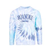 Roanoke Tie Dye Crew Neck Knit Sweatshirt: BLUE_SPIRAL