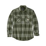 Men's Rugged Flex Relaxed Fit Midweight Flannel Long Sleeve Snap Front Plaid Shirt: BASIL