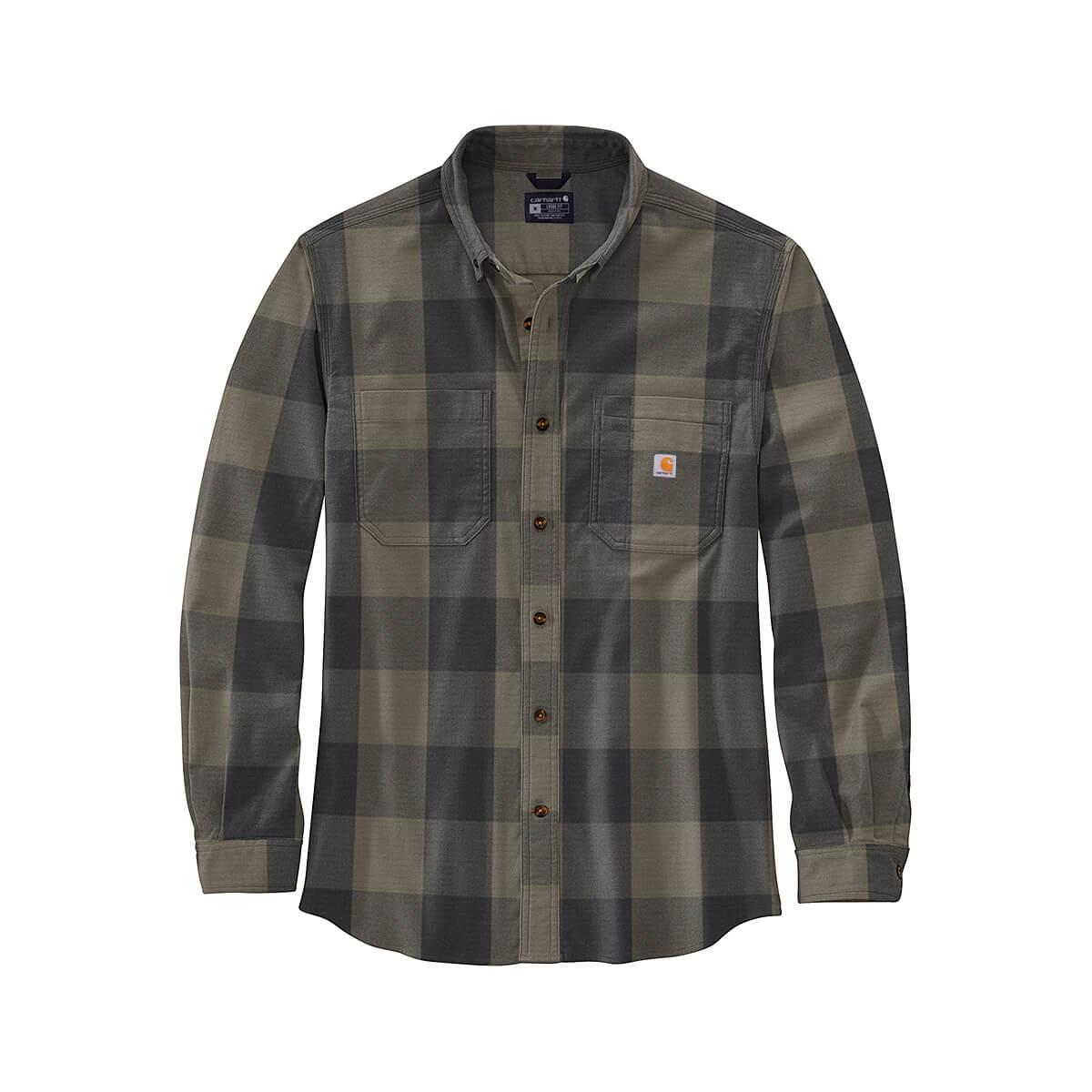 Men's Rugged Flex Relaxed Fit Midweight Flannel Long Sleeve Plaid Shirt