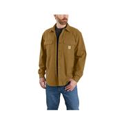 Men's Rugged Flex Fleece Lined Canvas Shirt Jacket: BROWN