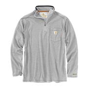 Men's Force Relaxed Fit Midweight Long Sleeve Quarter Zip Mock Neck T-Shirt: HEATHER_GRAY