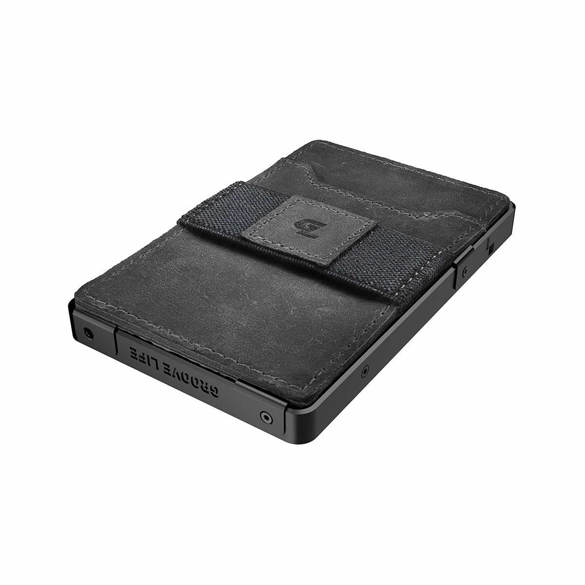  Black Leather Sleeve Groove Wallet