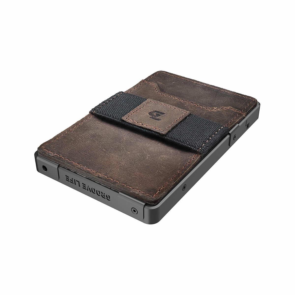  Brown Leather Sleeve Groove Wallet