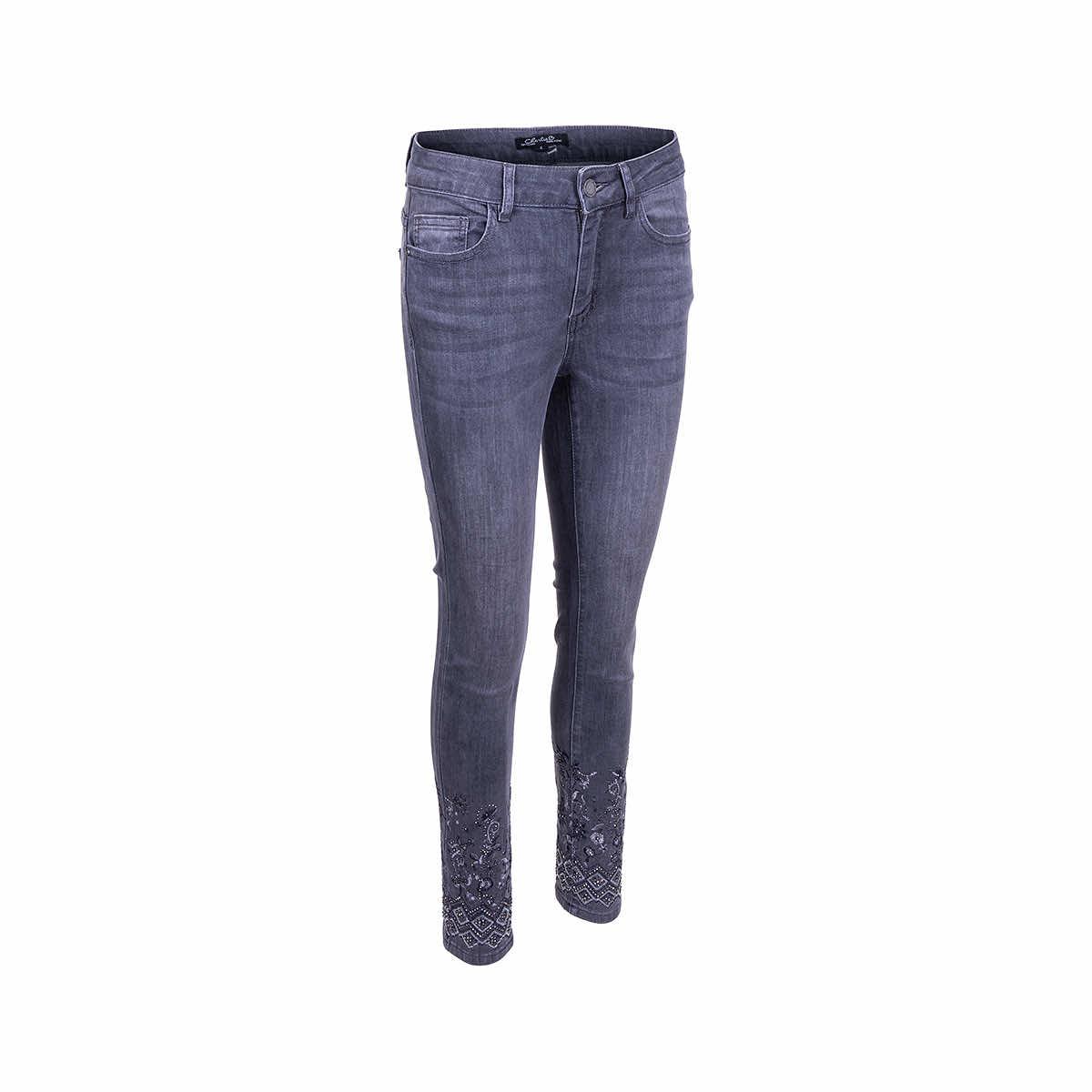  Women's Embroidered Hem Jeans