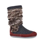 Women's Slouch Boot Slippers: CHARCOAL_FAUX_FUR