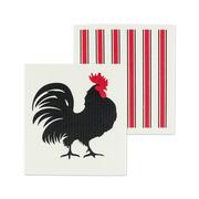 Swedish Rooster and Stripes Dishcloths - 2 Pack