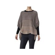 Women's Courtney Striped Poncho: BROWN_TAUPE