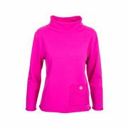 Women's Cowl Neck Pocket Pullover Top: RED