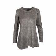 Women's Pieced Long Sleeve Sueded Top: GREEN