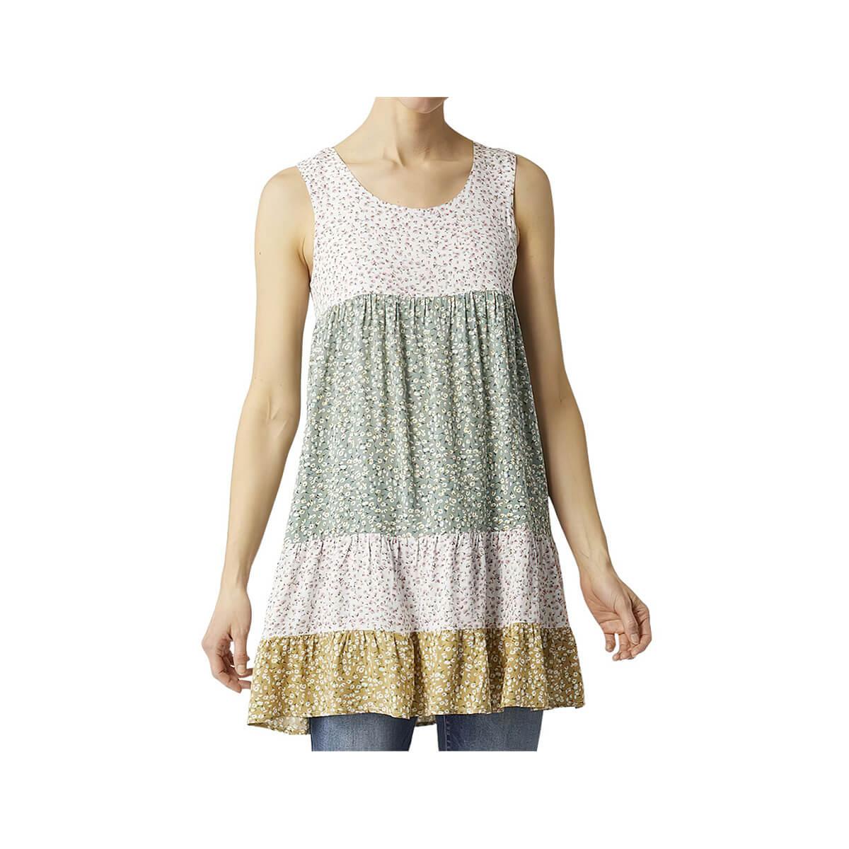  Women's Jessie Patchwork Floral Sleeveless Tunic Top