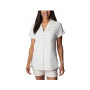 Women's PFG Sun Drifter Woven Short Sleeve Shirt: 335T_GREENSTRIPE