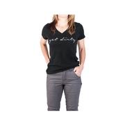 Women's Get Dirty V Neck Short Sleeve T-Shirt: 001_BLACK