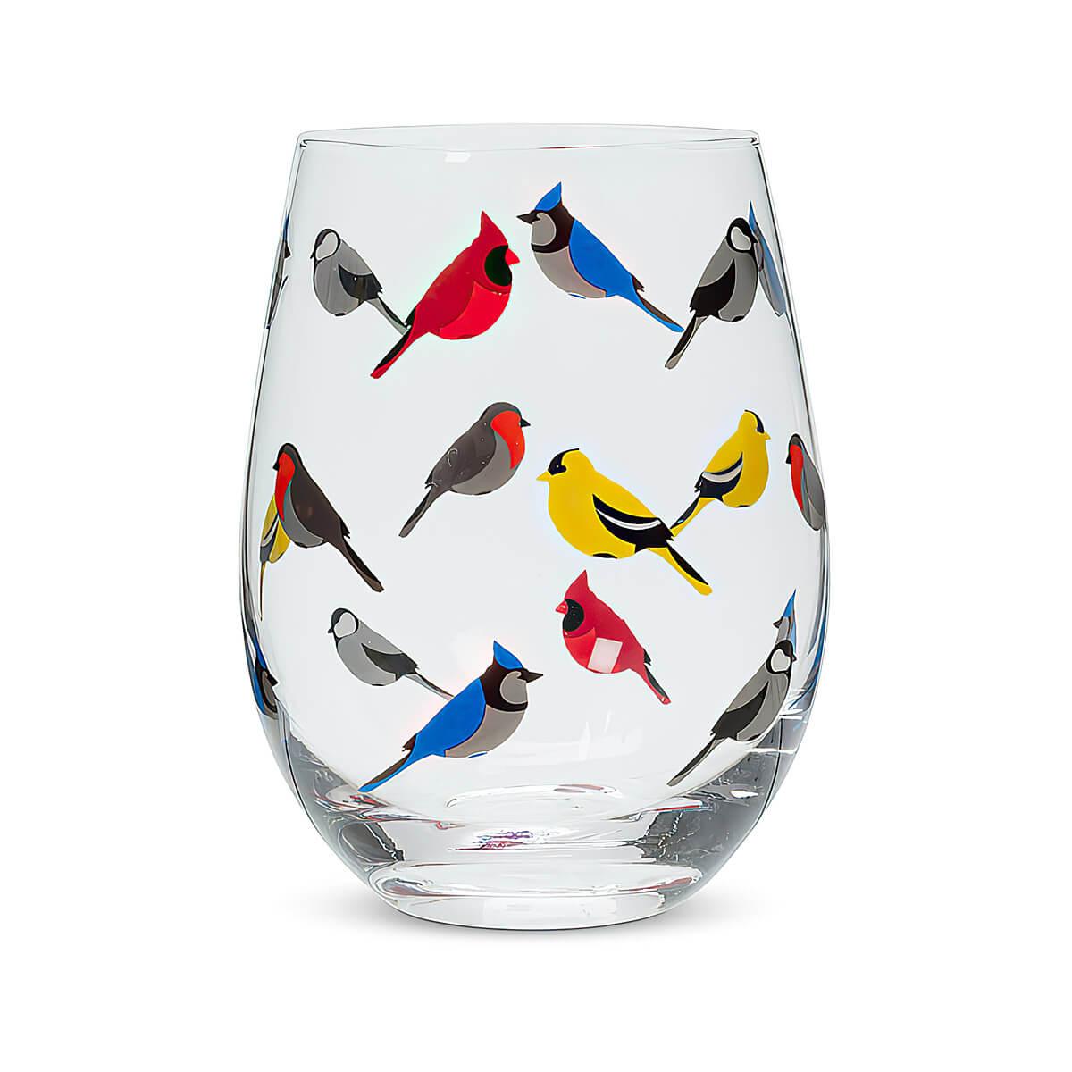  Multi Bird Stemless Wine Glass